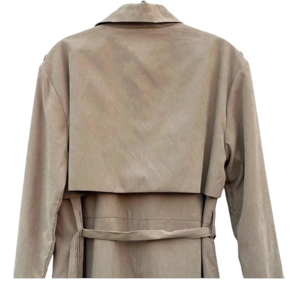Neon Rose ASOS Camel Taupe Duster Trench Coat Belted Lightweight NWT Small - Picture 5 of 7